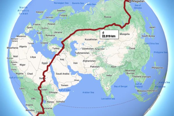 the longest possible terrestrial route on Earth